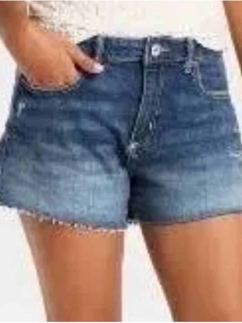 art class Women's Mid-Rise Frayed Hem Denim Shorts in Blue